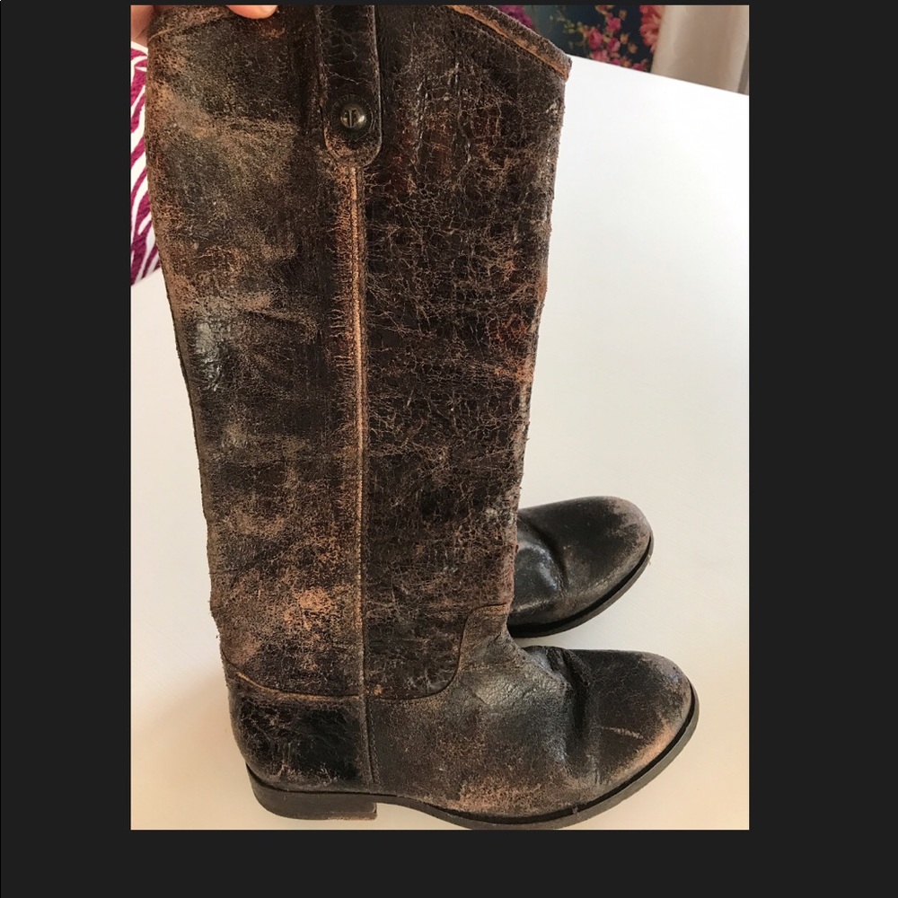 Distressed Frye Riding Boots